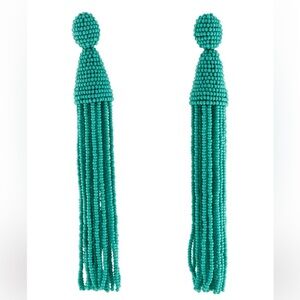 Oscar de la Renta Aquamarine Classic Long Tassel Clip-On Earrings